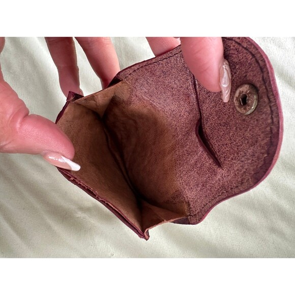 Mini Genuine Leather Embossed Animal Birds Coin Purse Snap Button Closure Wallet - Picture 4 of 5